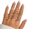 Cross-Border Diamond Heart Wave Ring Set: 28-Piece Gold Geometric Joint Rings