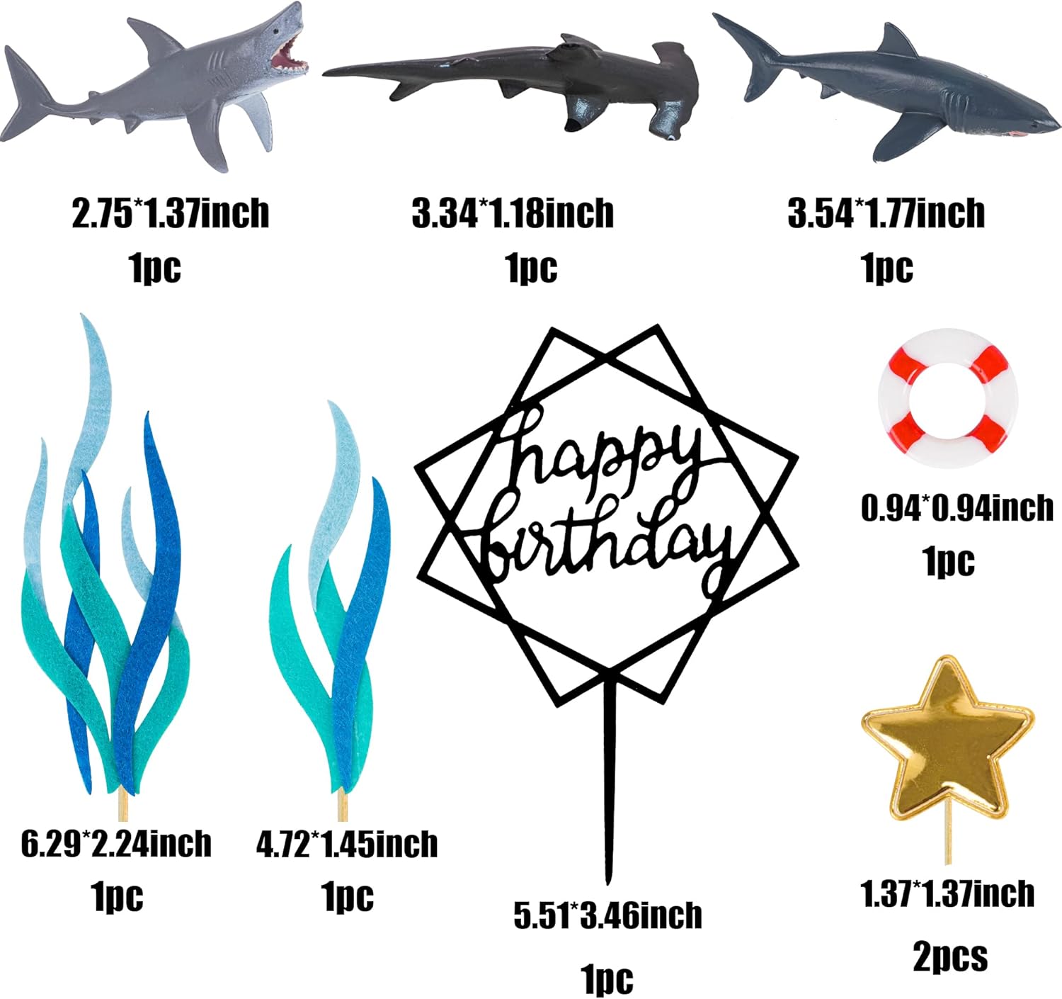 

9 Pcs Shark Cake Topper Shark Figurines Decoration for Kids Baby Shower Ocean Theme Birthday Party
