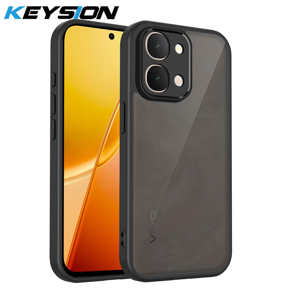 

KEYSION Matte Translucent Black Phone Case for VIVO Y31d 4G Soft Silicone+PC Clear Anti-slip Shockproof Back Cover for IQOO Z11X for VIVO Y31d чёрный