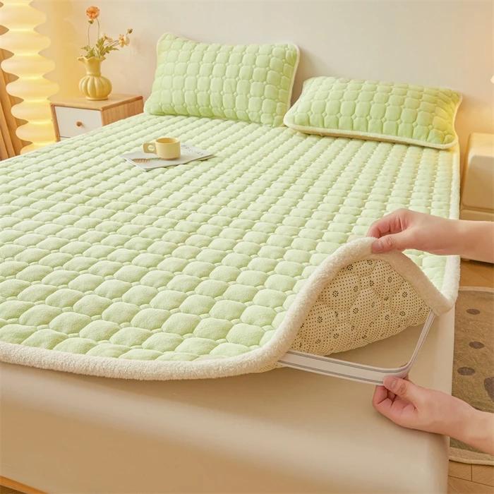 Class A Thickened Milk Fleece Mattress Winter Warm Fleece Bed Cover Student Dormitory Mat Quilt