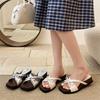 Internet Celebrity Explosion Retro White One-word Slippers Outer Wear Summer Heightening Skirt Thick-soled Sandals