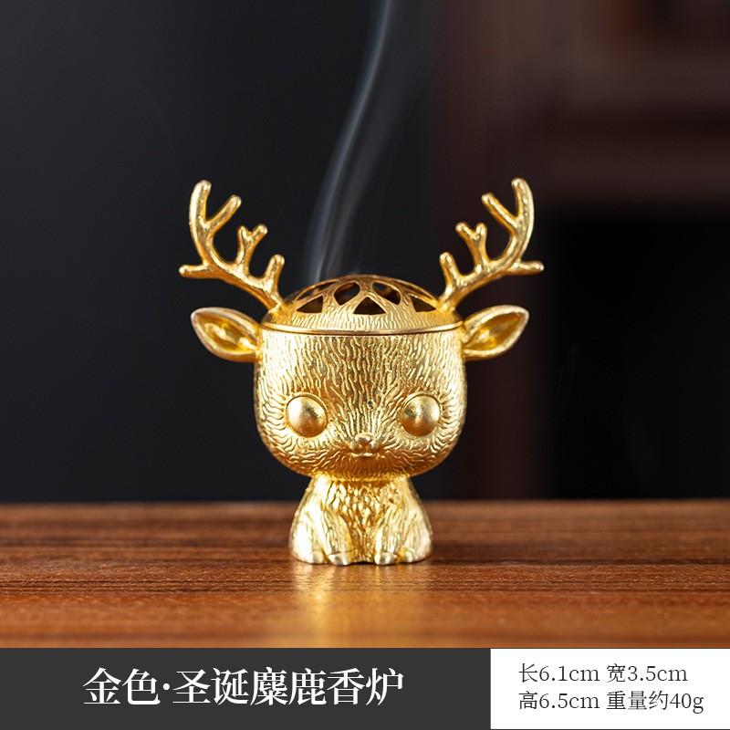 Small Deer Incense Burner Holder Gold with Cloud for Home Decor One Size золотой