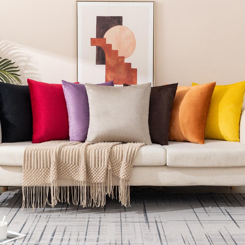 Sametový povlak na polštář v severském stylu, domácí polštář, odnímatelný, pratelný, jednobarevný, holandský samet, medový samet, polštář v retro stylu