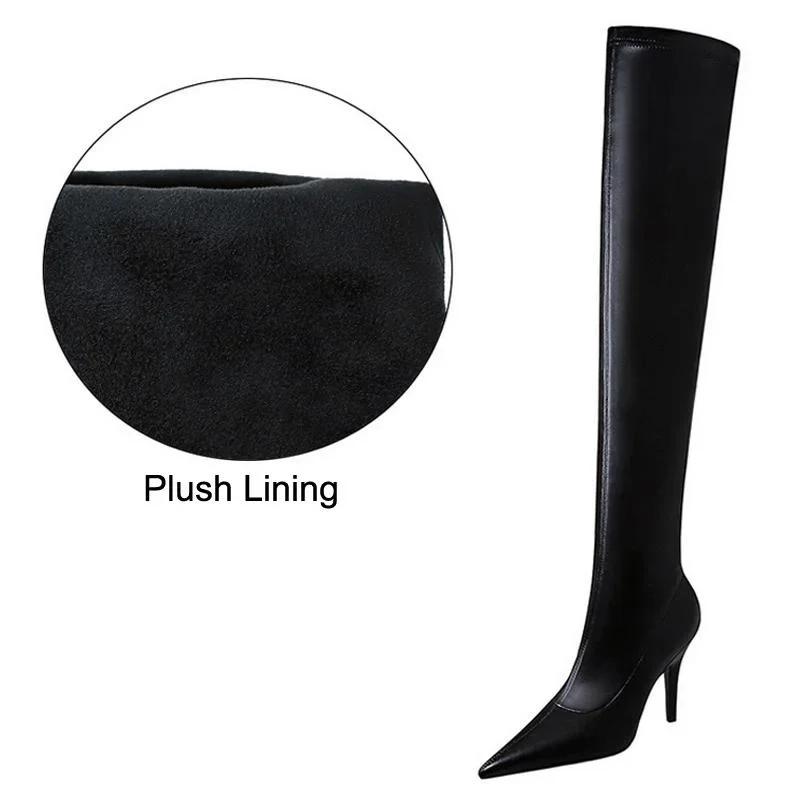 Women Spandex PU High Thin Heel Long Boots Lady Over-the-knee Winter Warm Boots Office Nightclub Gathering Women Straight Boots 34 4600₽