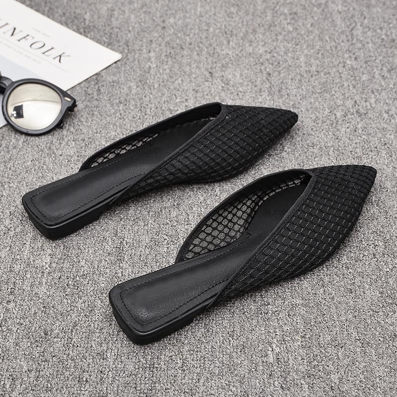 Summer new pointed flat sandals lazy half drag bag head Muller women's slippers