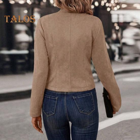 Frühlings- und Herbstmantel für Damen, zweireihig, Stehkragen, Knöpfe, schmale Passform, lange Ärmel, Strickjacke im Retro-Stil, Outdoor-Jacke für den Alltag