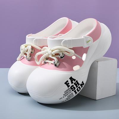 2025 New Arrival DIY Lace-up Platform Slippers For Women Fashion Clogs Thick Sole Shoes Female Street Sandals Beach Slides
