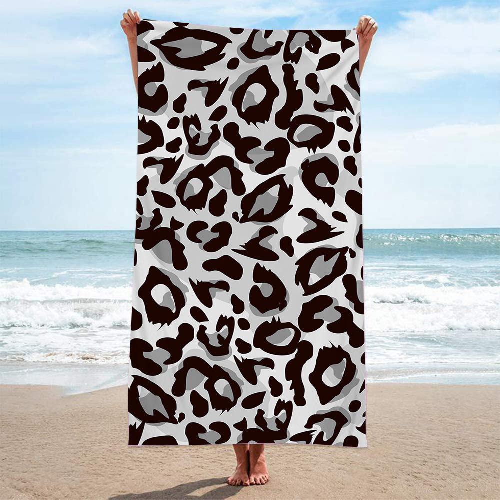 Leopard Print Beach Towel Wild Animal Pattern Microfiber Bath Towel Soft Quick Dry Swim Towel for Beach Pool Travel 50x100cm