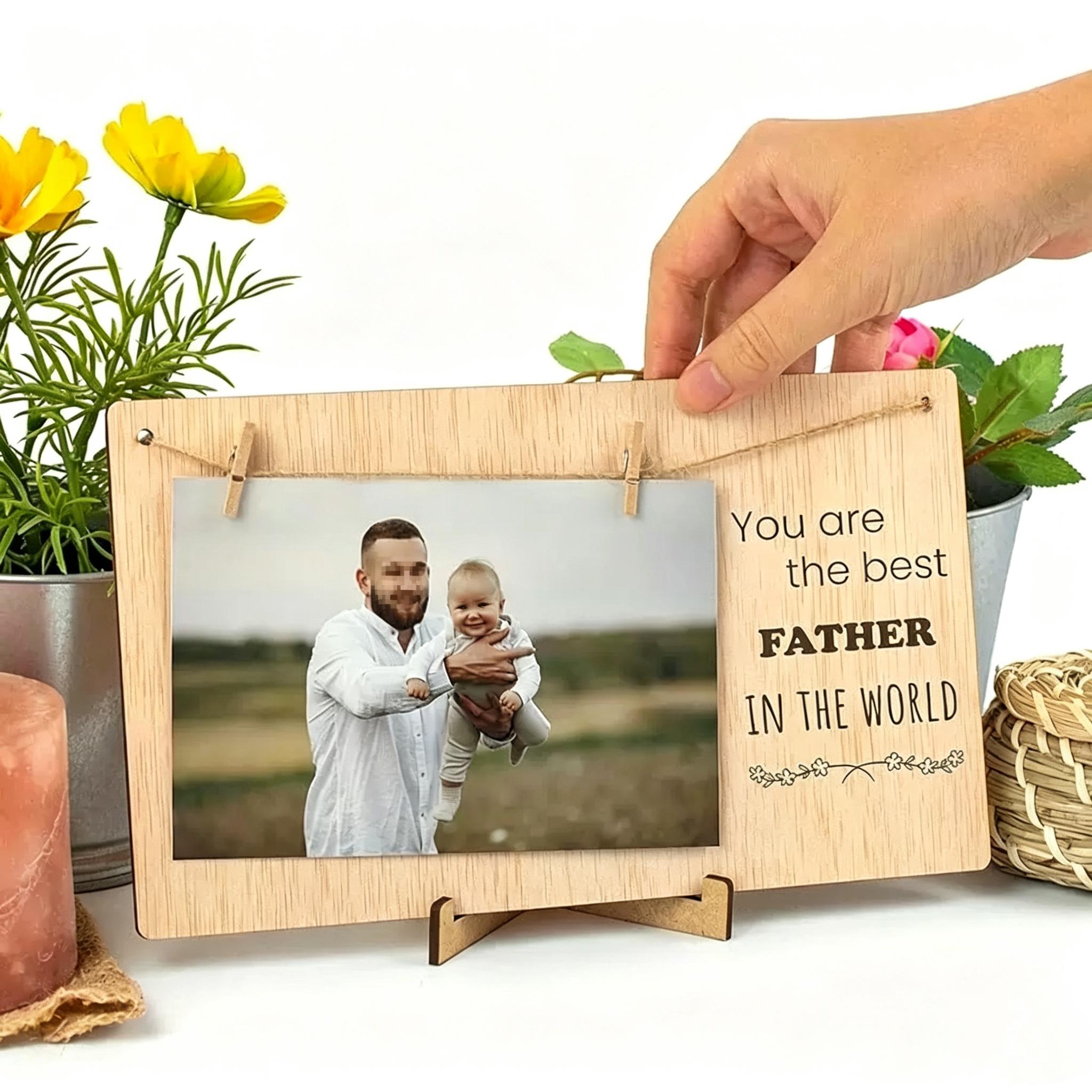 Cross-Border Hot-Selling Creative Wooden Crafts Wooden Photo Frame Ornament with Hemp Rope Clip (Light brown,6 ) светло-коричневого