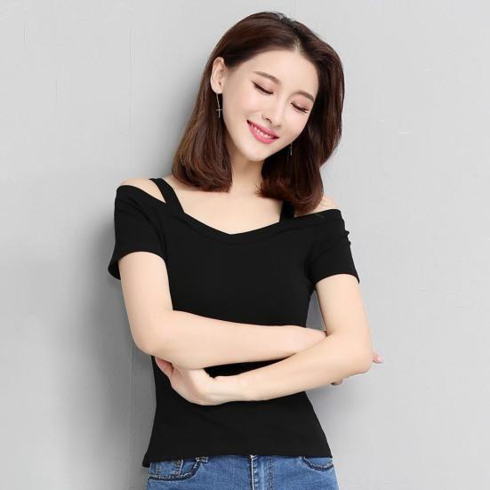 Dámské tričko s krátkým rukávem s krátkým rukávem Léto Jednobarevné Slim Pullover Top Streetwear