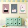 Picture Nordic Baby Girl Room Decor Nursery Wall Art Canvas Minimalist Bath Animal Pink Cartoon Painting Decoration