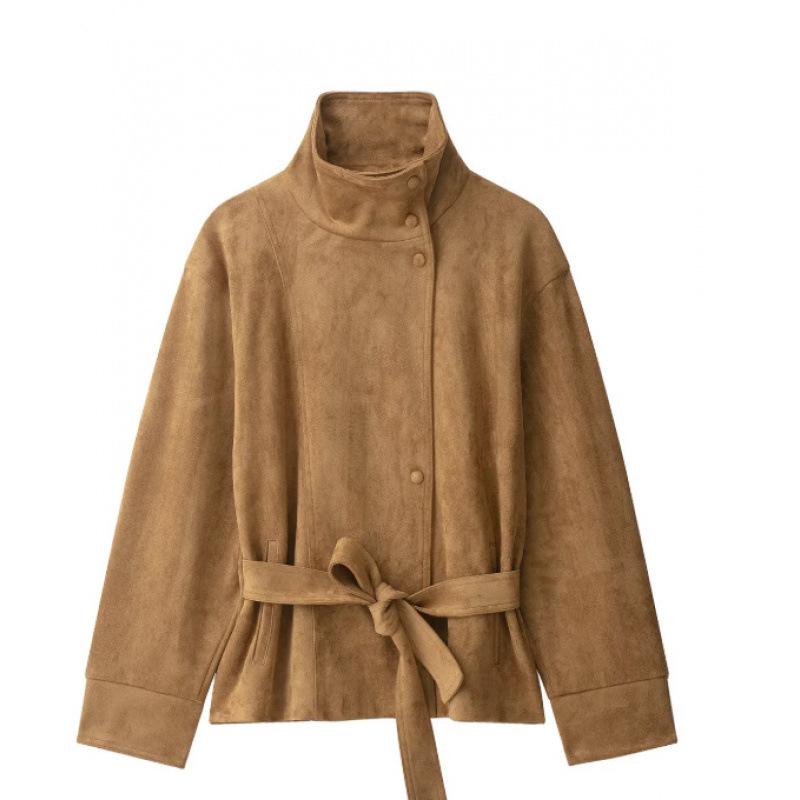 Women Vintage Belt Coat Elegant Commute