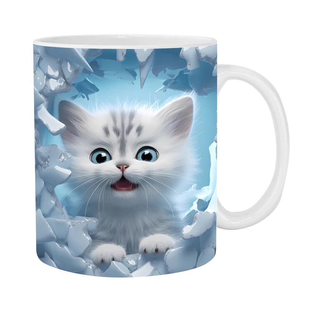 Adorable 3D Cat Pattern Ceramic Mug Cute Kitten Coffee Mug Smooth Tea Milk Cup Funny Christmas Birthday Gift For Cat Lovers 330ml