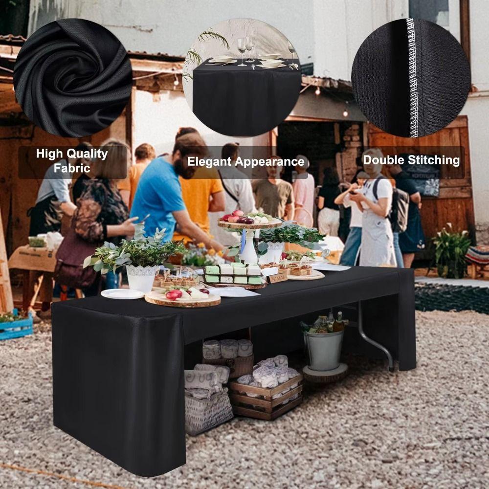 Solid Color Stretch Tablecloth 6FT Rectangular Table Skirts Exhibition Table Decor  Wedding Party