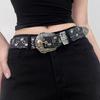 Korean Style Sequin Belt Harajuku Denim Wide Belt Casual Metal Buckle Belt  Jeans