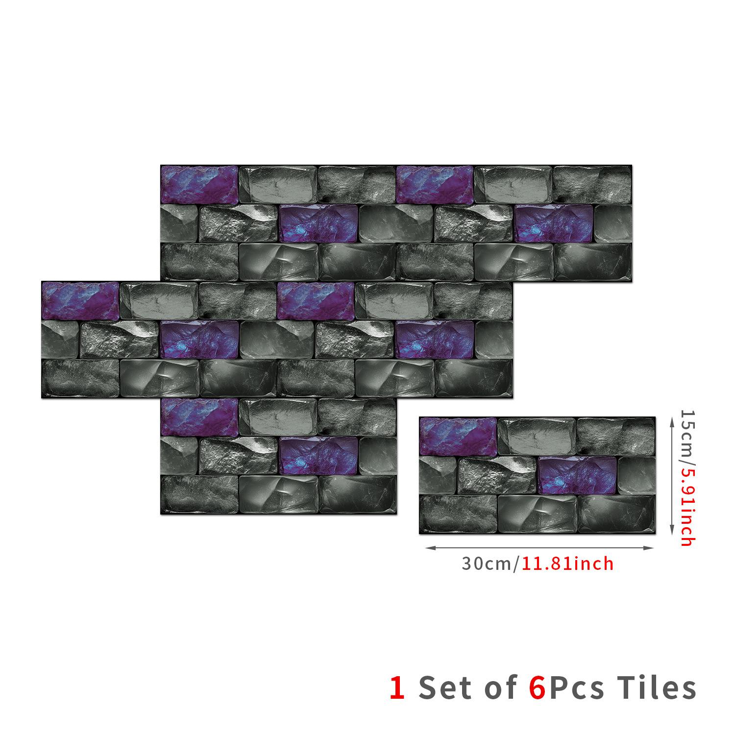 

Retro American Crystal Self-Adhesive Wallpaper, Bedroom Self-Dipping Pvc Kitchen Waterproof Wall Sticker Tile Sticker 6 pieces