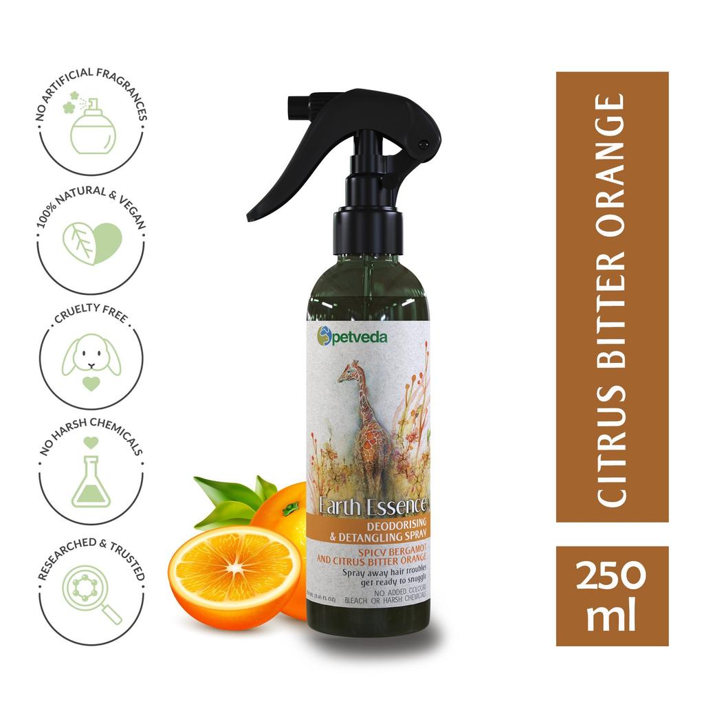 Spray for Wool with Bergamot: Odor Elimination (250 Ml), Deodorising & Detangling Spray Spicy Bergamot, Petveda