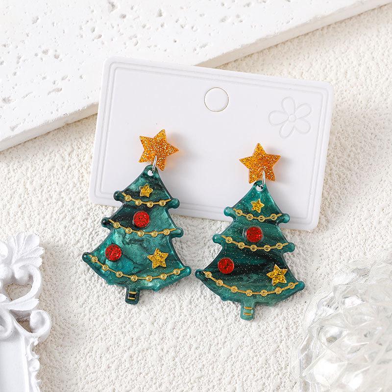 European & American Christmas Earrings: Cute Snowflake & Tree Designs for Women