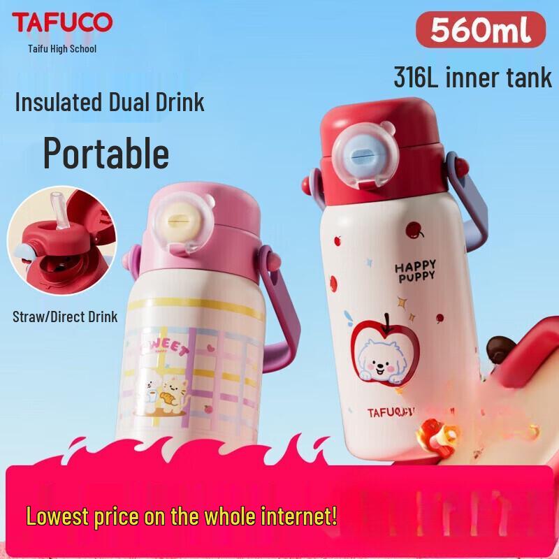 TAFUCO 316 Stainless Steel Dual-Drink Kids Insulated Water Bottle
