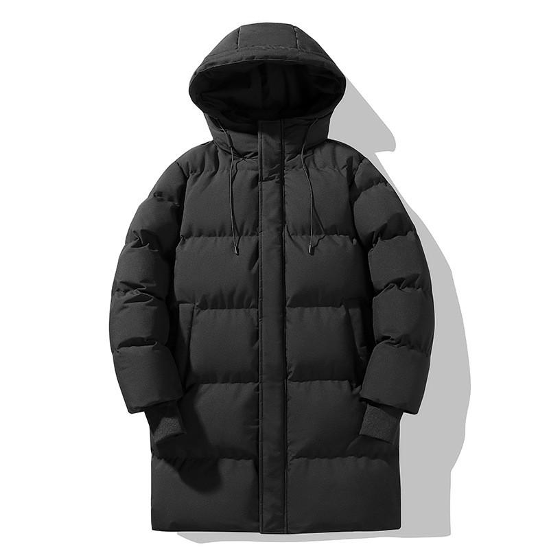 Mens Mid-Length Hooded Puffer Coat Thick Warm Cotton Jacket Couple Style