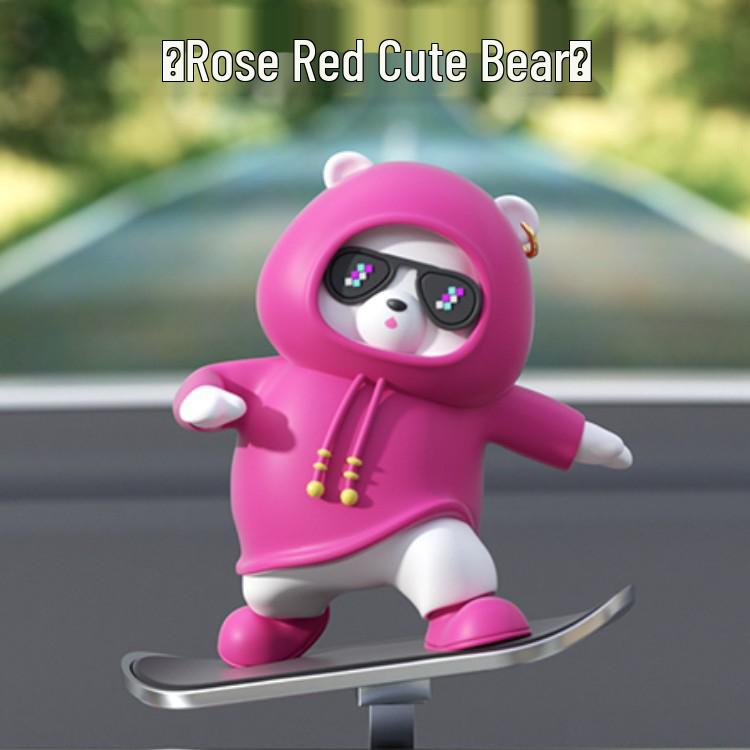 Bear Skateboard Car Ornament: Dashboard Center Console Cartoon for New Cars