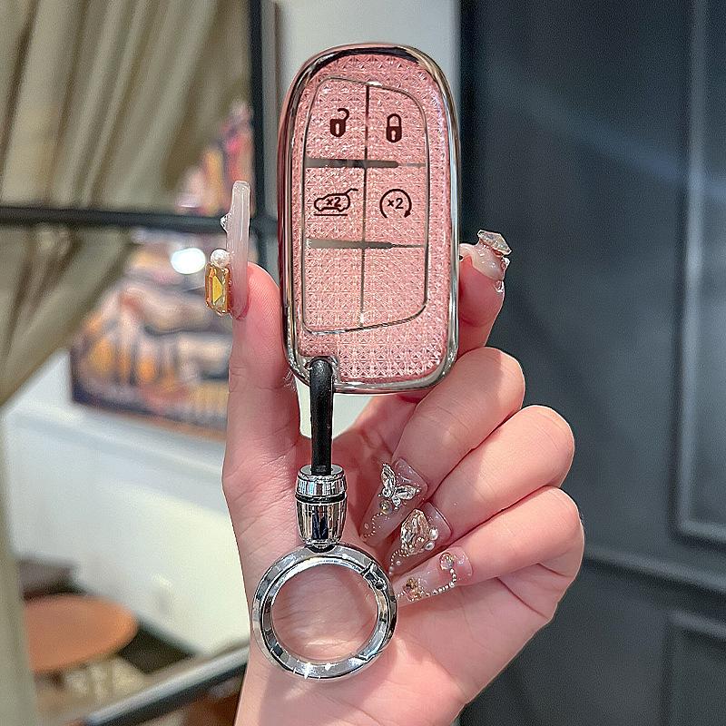 Pink Diamond For Jeep Cherokee Compass S Grand Commander Dodge Journey Challenger Jcuv Charger Chrysler 300C Car Key Case Cover