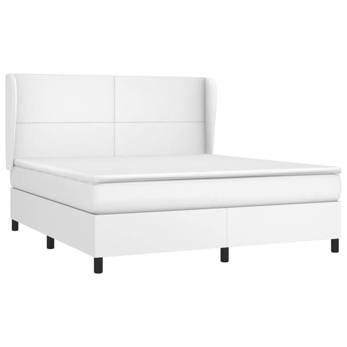 Maison Exclusive - Sommier à lattes de lit avec matelas Blanc 180x200cm Similicuir