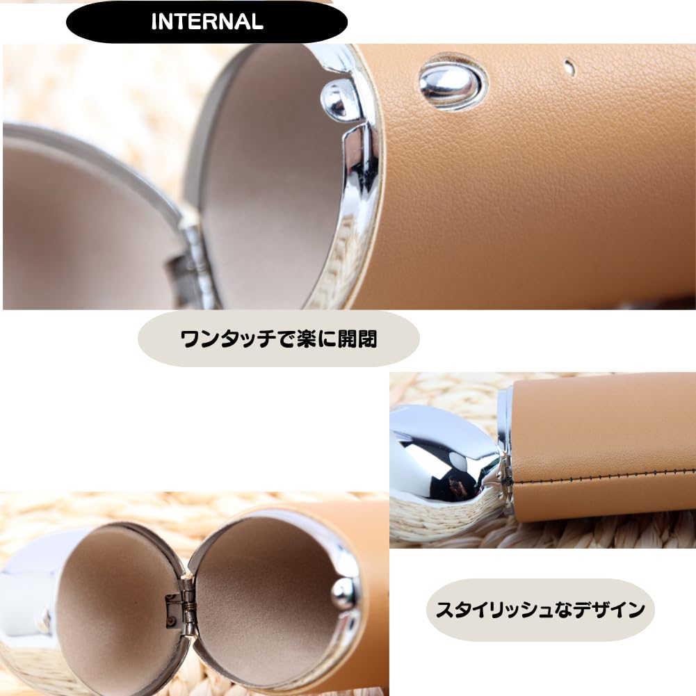 MANATAS Glasses PU Hard for Reading Glasses Case, One-Touch Cylindrical, Simple, Lightweight, Slim, Compact, Leather, Storage, Portable, Vertical,