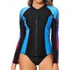CHARMLEAKS Women Long Sleeve Zipper Rashguard Swimsuit Surfing Top Rash Guard Zipper UPF50+ Swimwear