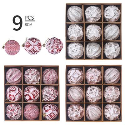 9pcs 8cm Painted Christmas Balls Pendant Shatterproof Reusable Electroplated Hanging Balls Elegant Plastic