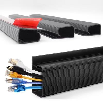 Durable 40cm Desk Cable Tray PVC No Drilling Under-table Cable Duct Self-Adhesive Cable Protecter for Home Office Wire Organizer