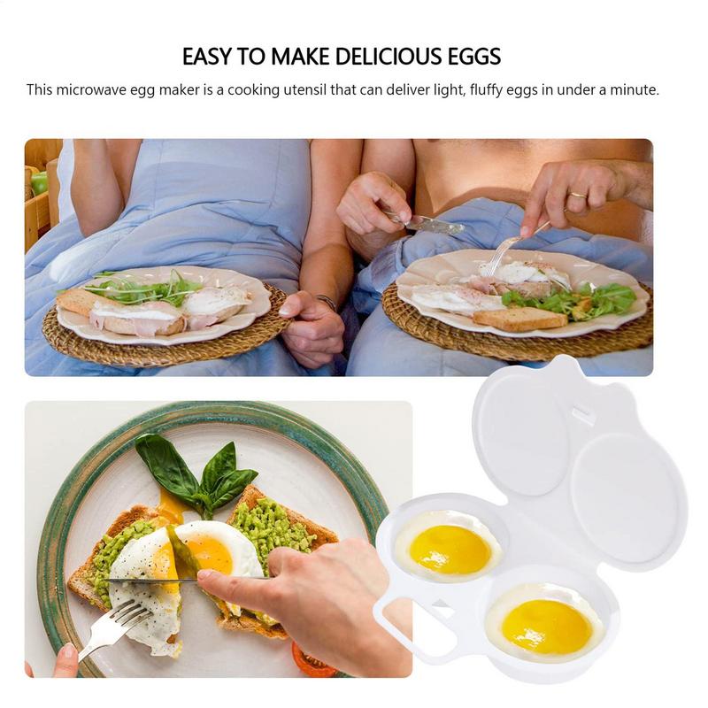 2PCS Microwave Egg Maker With 2 Cavity, Kitchen Cooking Mold Eggs Poacher Kitchen Gadgets Fried Egg Tool DIY Eggs Round Poached