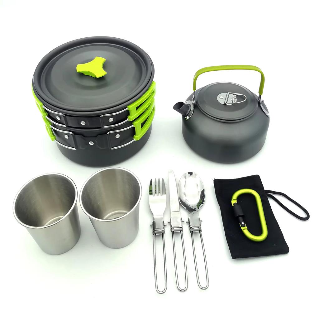 Mingchan Camping Cookware Mess Kit Portable Folding Camping Cooking Pan Pot Set for Backpacking Outdoor Hiking