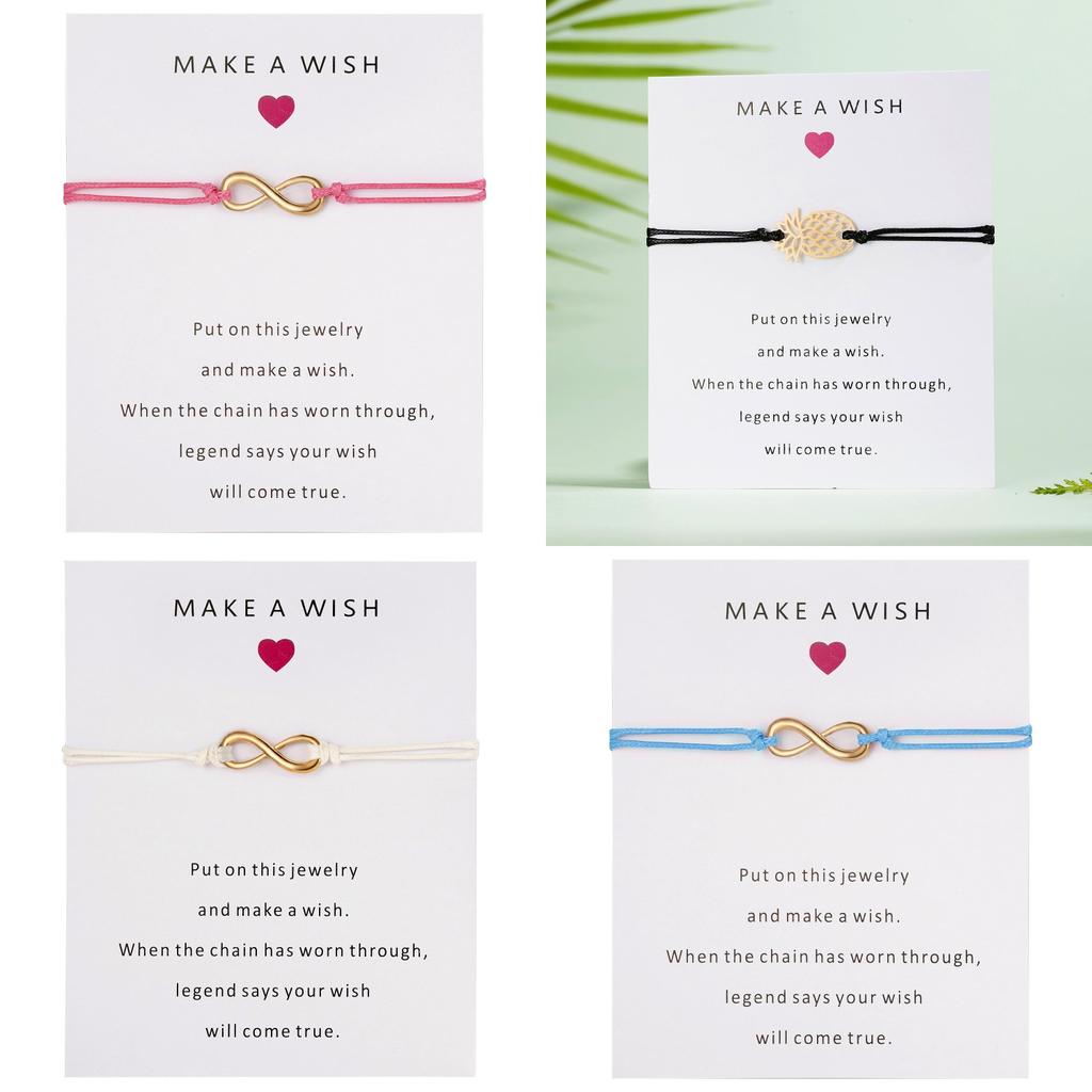 Lucky Hand String Bracelets With Heart Paper Card For Travel Gift