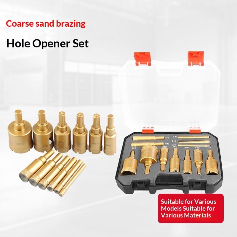 12Pcs Diamond Brazing Drill Bit Set Box Angle Grinder Hole Opener Glass Marble Granite Ceramic Hole Saw Kit Stone Reaming Bit