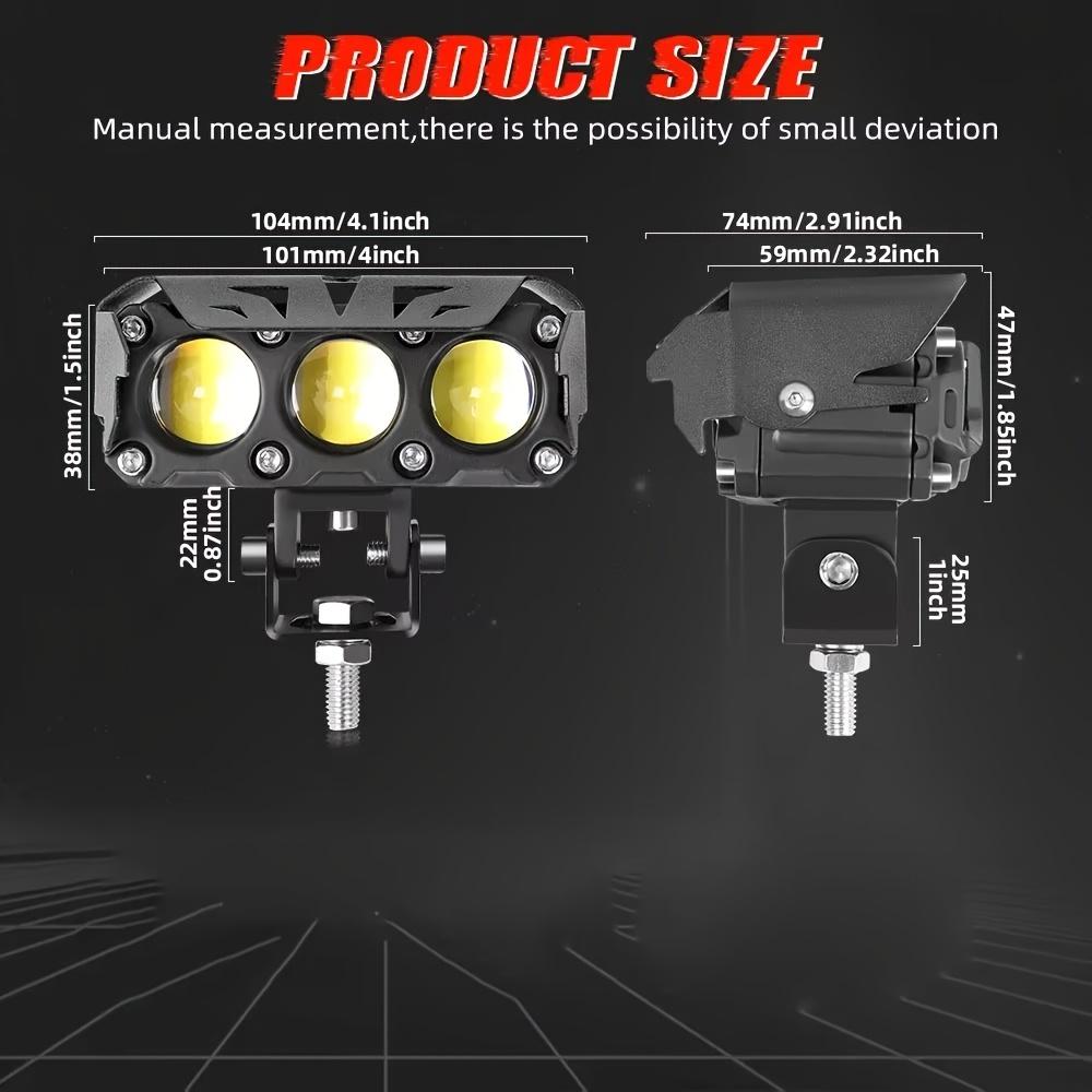 4inch Motorcycle LED Spotlight, White Yellow Dual Color Hi/Low Beam Auxiliary Driving Light Fog Lamps for Car Trucks SUV 12V 24V