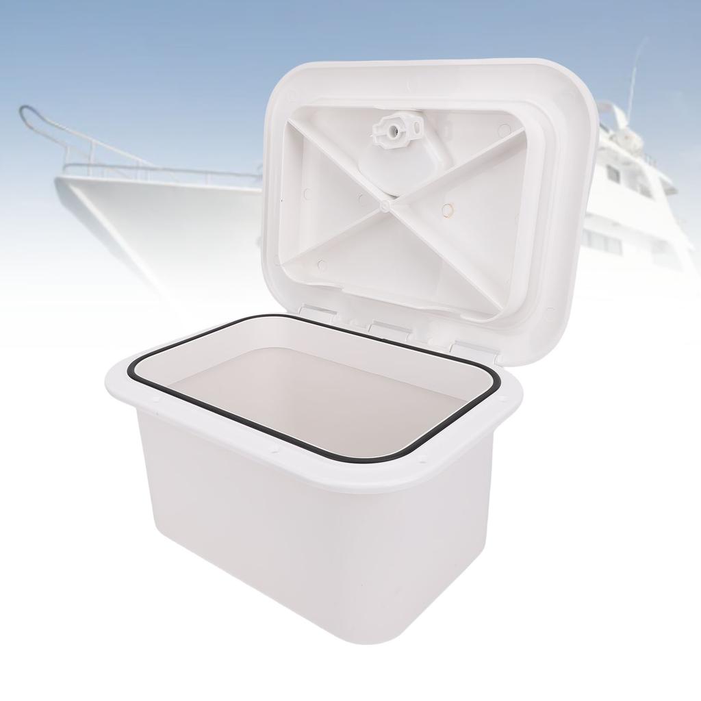 Boat Embedded Storage Marine Boat Storage Box ABS 37.5X27X17.5cm Boat Embedded Storage for Bait Fishing Gear Tools White