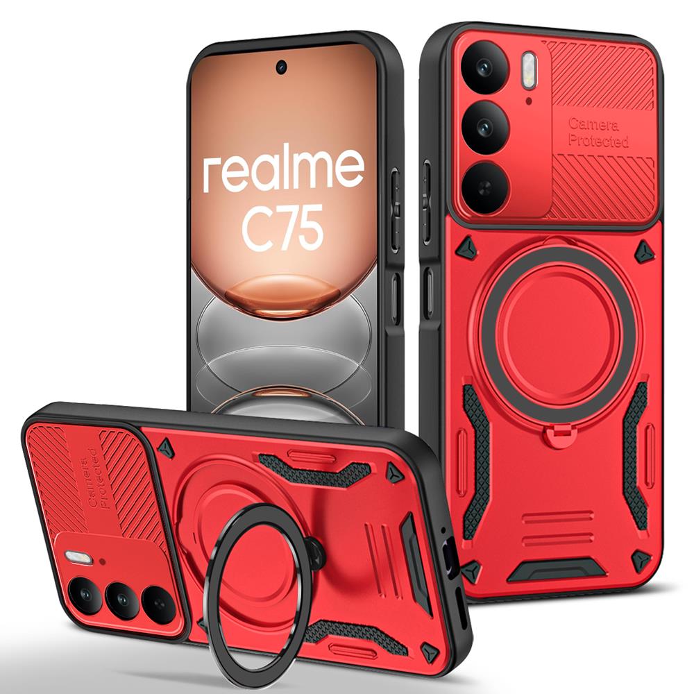 Armor Magnetic Case For OPPO A5 A5X Reno 13 13F 14 14F Pro Realme 14 15 Pro Plus C75 5G Ring Bracket Bumper Stand Holder Cover