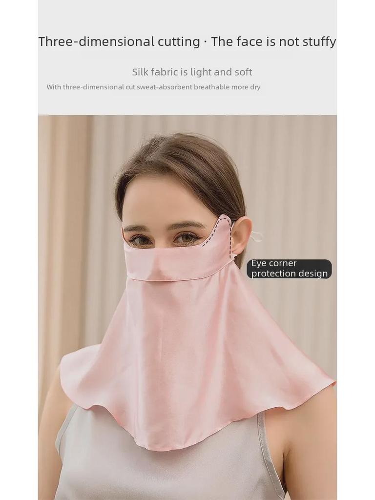 Mulberry Silk Facekini: Full Face & Neck UV and Smoke Protection Mask for Women