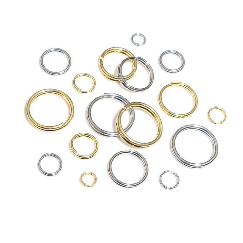 50/100ks/šarže 4-12mm Nerezové Otevřené Dvojité Kroužky pro Klíče Dvojité Dělené Kroužky Konektory DIY Řemeslo Výroba Šperků