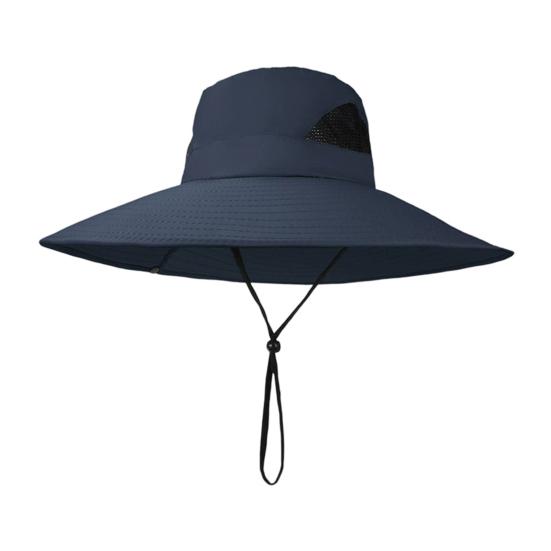 

Bucket Hat Breathable Mesh Fabric Wide Brim Adjustable Fit UV Protection Hat Outdoor Activities Foldable Sun синій