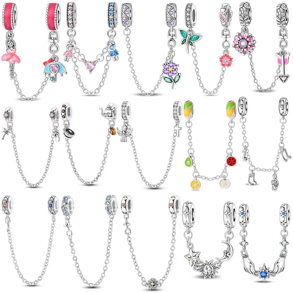 Charms Étoile Lune Libellule Chaîne Fixe Cuivre Original Perles Fleur Violette Convient Bracelet Délicat Bijoux Femme Cadeau Bricolage
