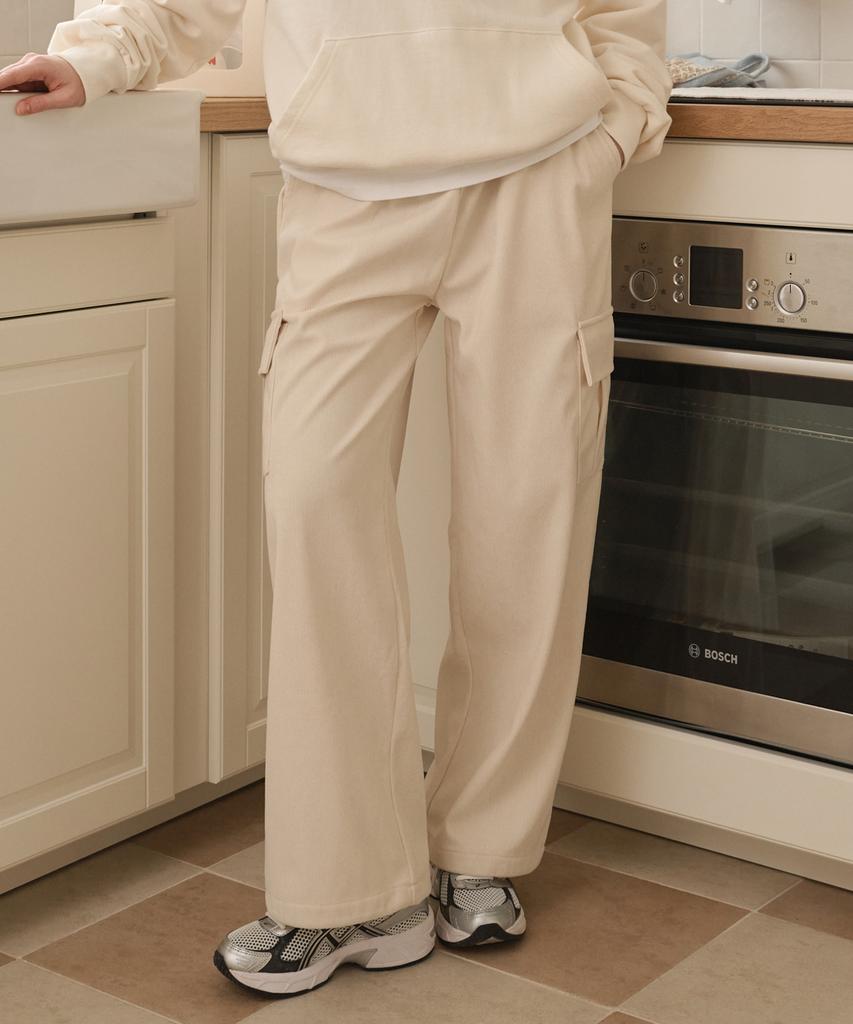 LOSSYROW Corduroy Banding Cargo Pants Cream