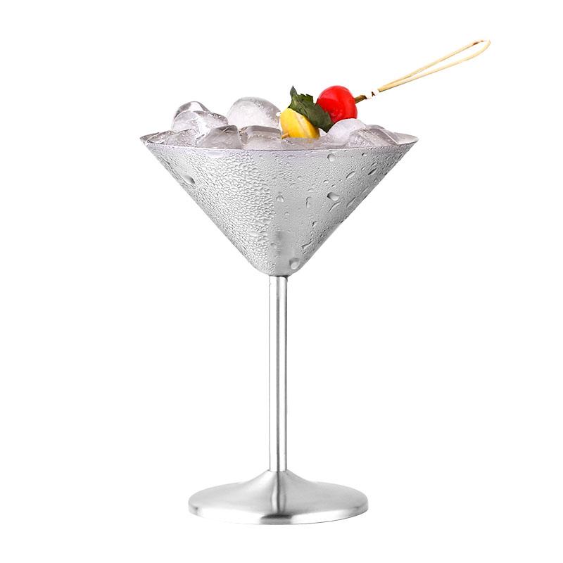 Edelstahl Martini Glas Kreatives Cocktailglas Dreieckiges Hoher Stiel Margarita Glas Metall Weinglas