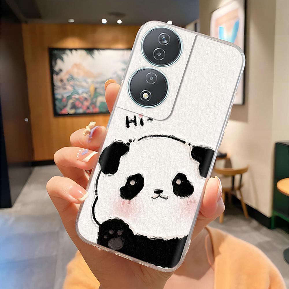 For Honor 90 Smart Case Soft Silicone Bumper Painted Flower Panda Cases For Honor 90Smart Phone Case CLK-NX1 Cover Coque Fundas