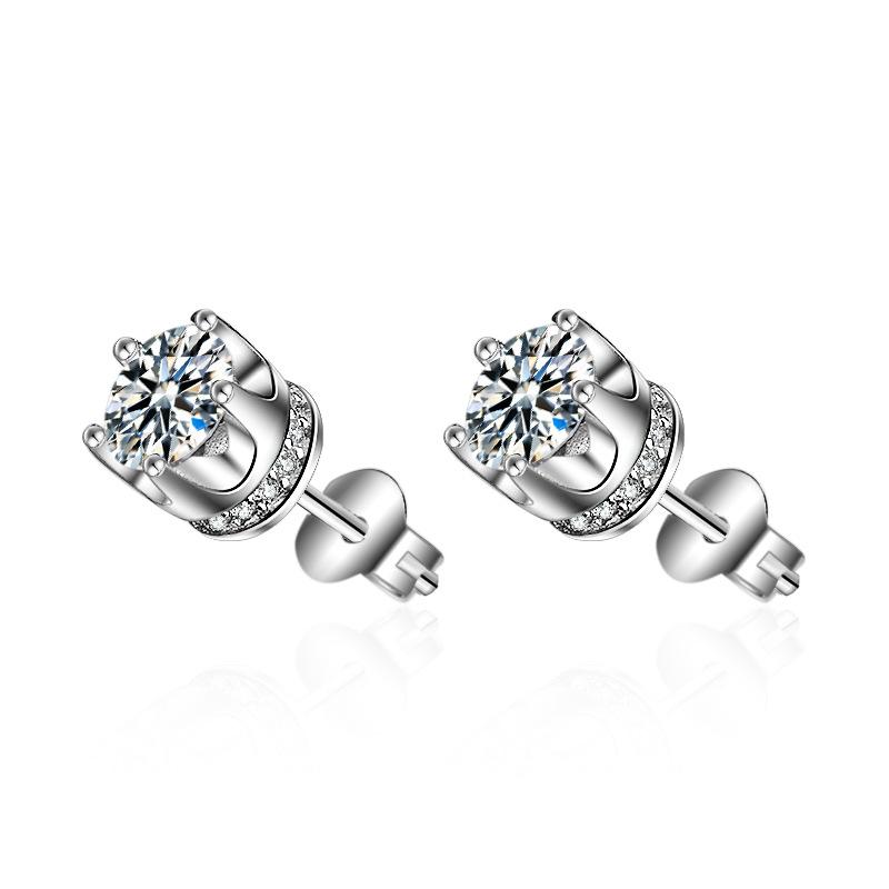 925 Sterling Silver Earrings for Women Original Charm Double Hoop Earrings Pave CZ Fine Engagement Anniversary Jewelry E557