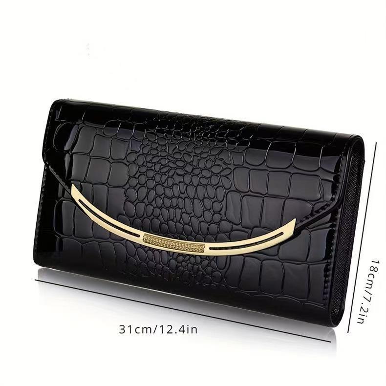 Patent Leather Clutch Bag Large Capacity Crocodile Pattern Bag Clutch Bag