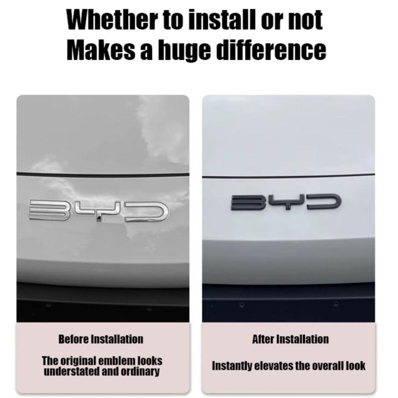 For BYD SEAl HAN SONG YUAN DOLPHIN ATTO 3 Accessories Car Front Bumper Emblem Badge Decal Black Carbon Logo Refit Sticker