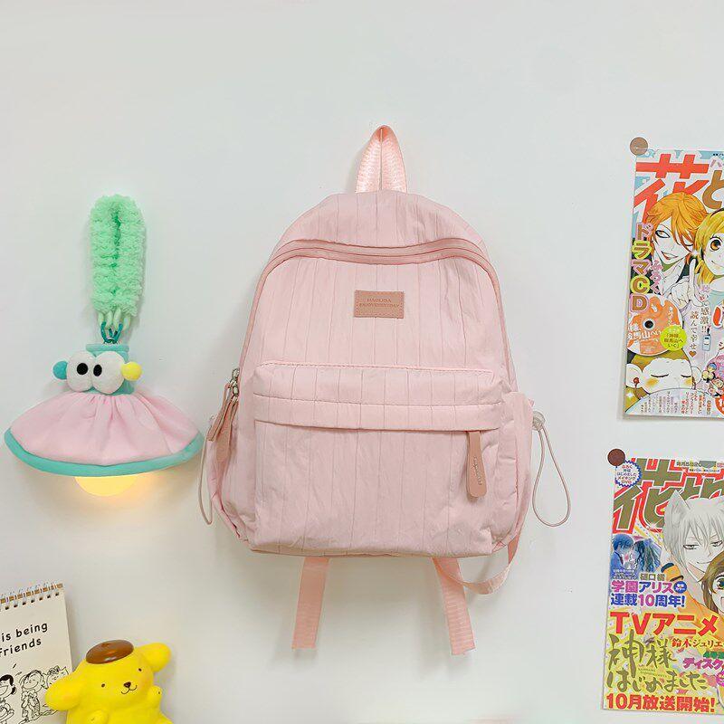 Schoolbag Shoot Korean Schoolbag Junior High School Girls Large Capacity Solid Color Lightweight Primary School Backpack High Value Girl Versatile
