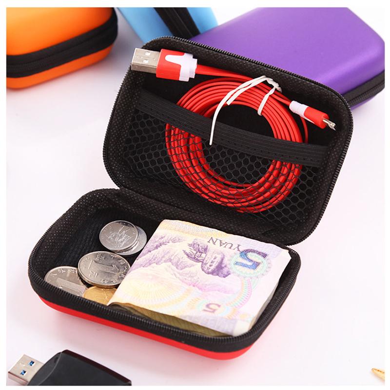 Hard Earphone Case Eva Leather Headphone Storage Bag Protective Usb Cable Organizer Portable Earbuds